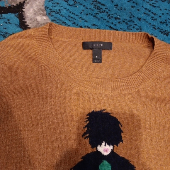 J. crew tan/rust novelty print sweater women’s size S wool rabbit hair - Picture 2 of 3